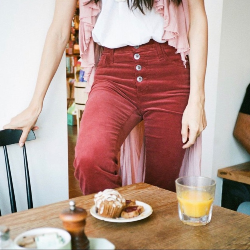 AG The Isabelle Button Up High Rise Corduroy Jeans